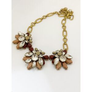 J. Crew Gold-Tone Floral Statement Necklace with Cream, Peach & Burgundy Stones